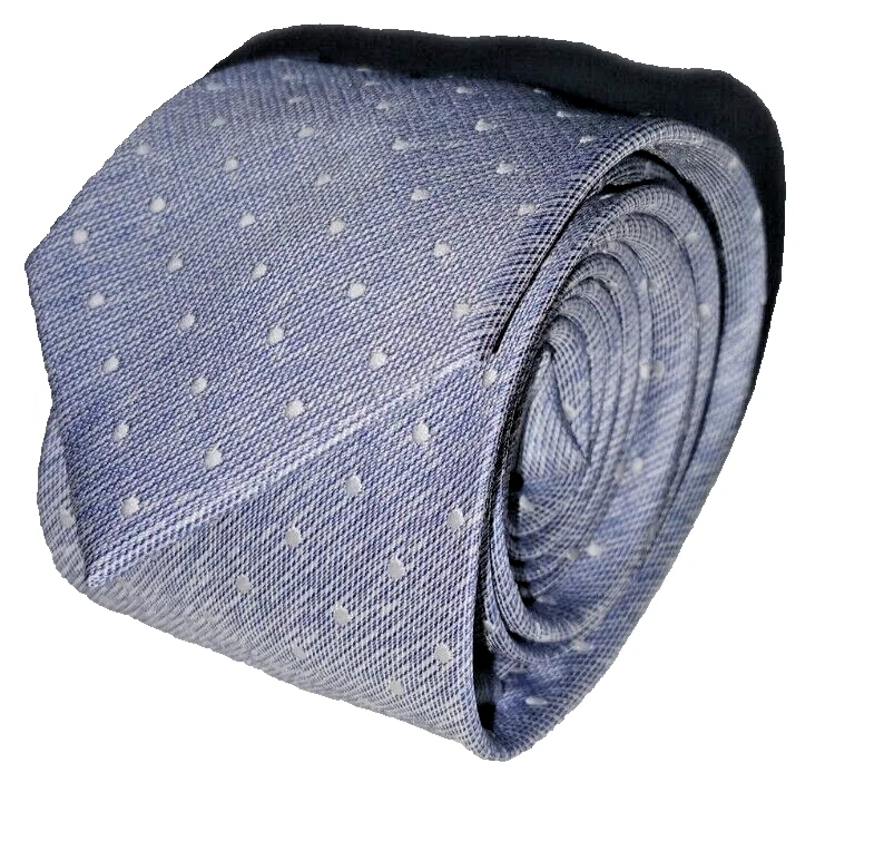 Burton Menswear London necktie sky blue polka dot pattern polyester - Image 4 of 4