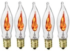 Box of 5 Flicker Flame Light Bulbs, E12 Candelabra Base, 3 watt (#A101)