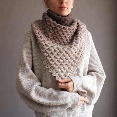 Brown Chunky Ombre Triangle Shawl
