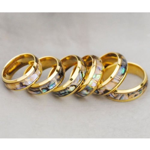 Venta al por mayor 50 Anillo de Cáscara de Abulón TOP Anillos de Acero Inoxidable ModaJoyería - Imagen 7 de 10