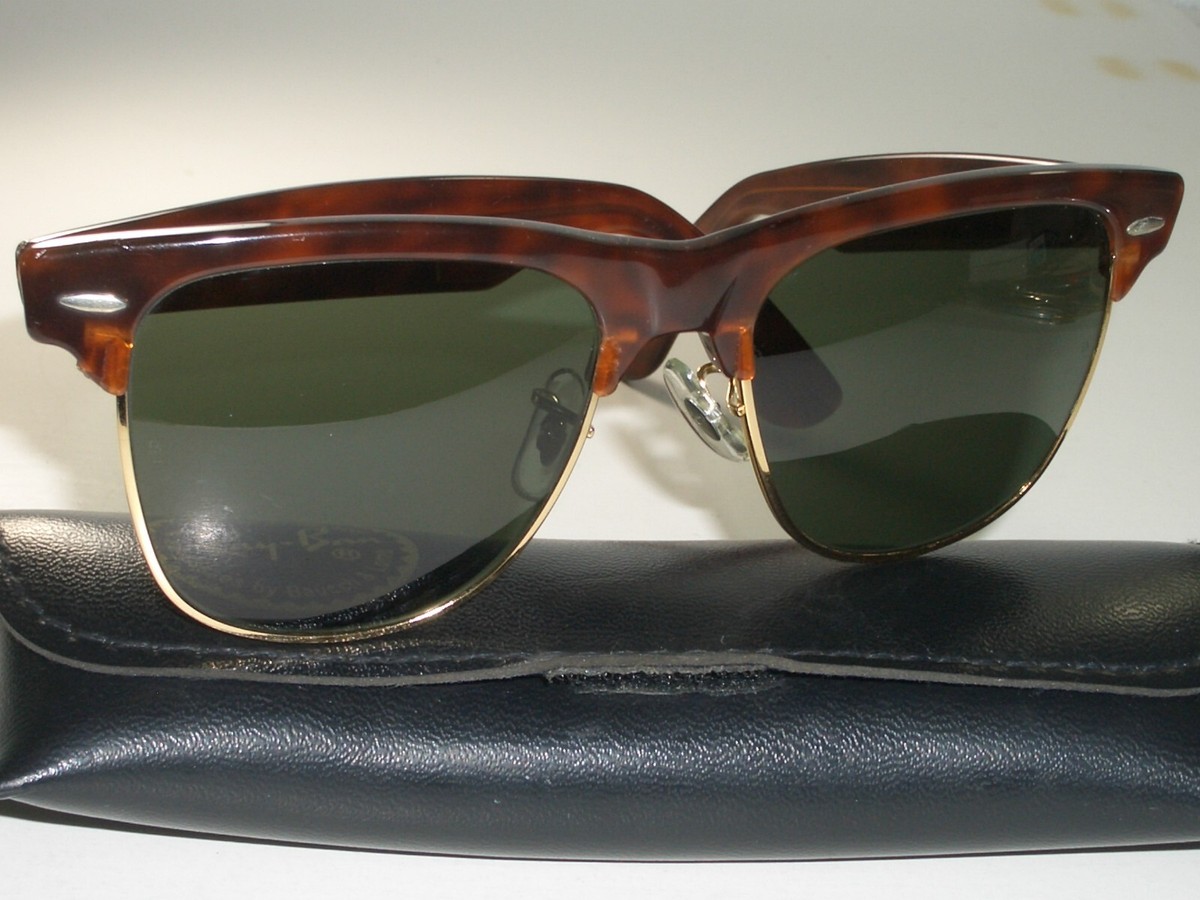 1980's 54MM VINTAGE B&L RAY-BAN W1273 TORT G15 CRYSTAL WAYFARERS