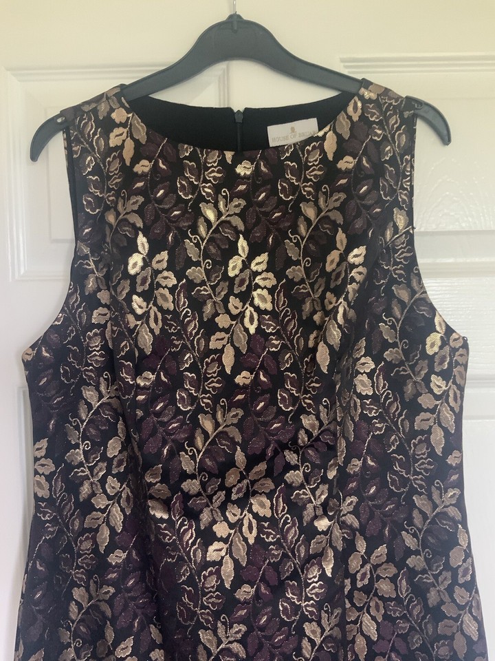 House Of Bruar Dress Size 12, Patterned, Gold Leaf, Wedding eBay