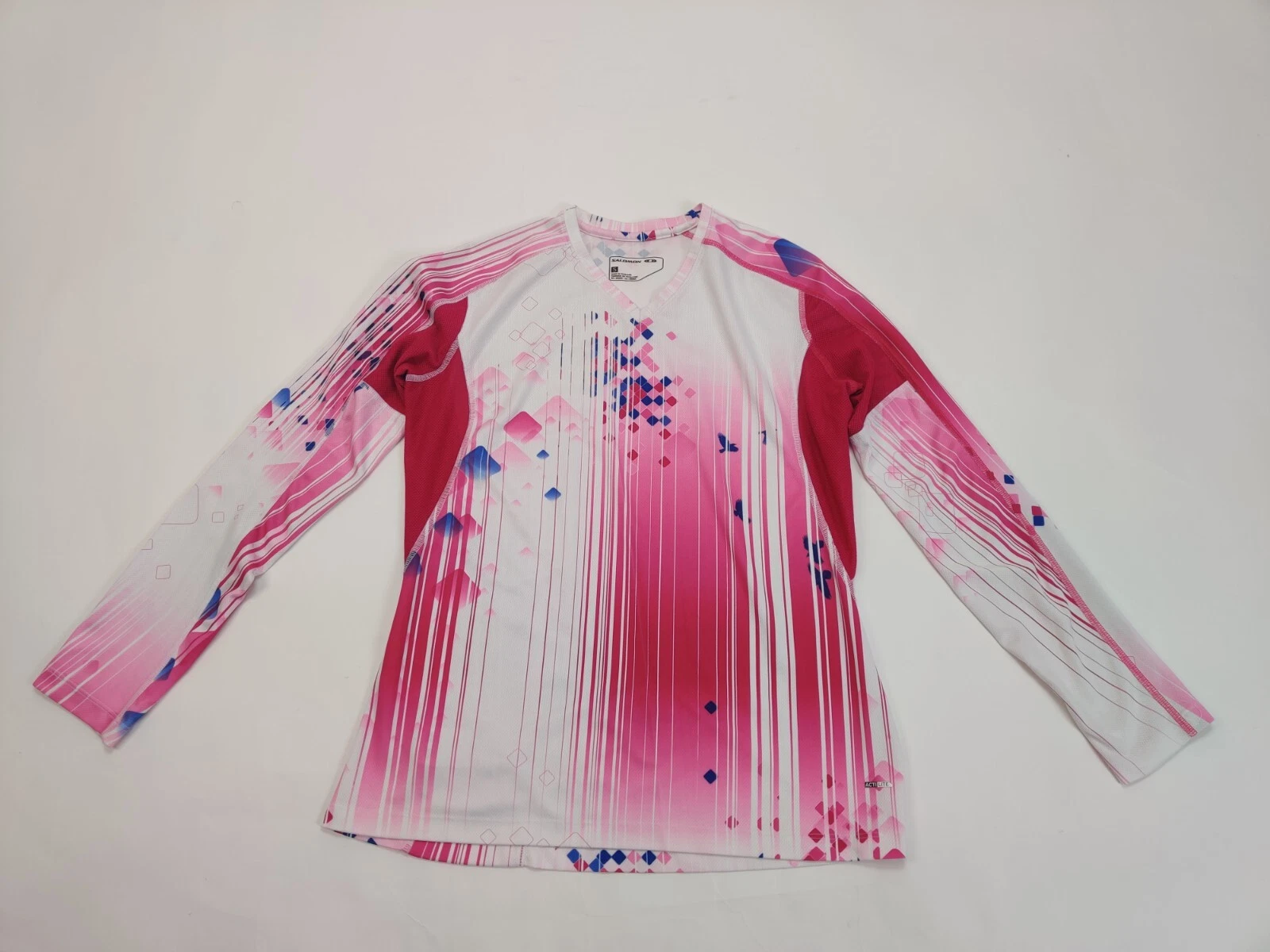Salomon ActiLite Women Base Layer Shirt Long Sleeve White Pink Size Small