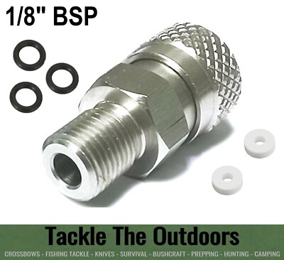 PCP High Pressure Air Filling Adapter – 1/8" NPT Or M10 Male/Female To 8mm Foster Quick Disconnect – Stainless Steel & Brass, 4500 PSI