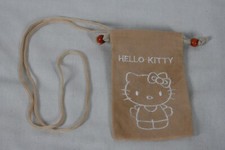 RARE MEDIUM SAND HELLO KITTY MINI DRAWSTRING / SHOULDER STRING POUCH 5" X 3" NEW