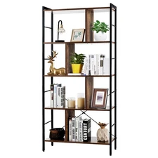 4 Tier Bookcase Industrial Bookshelf Free Standing Storage Rack Rustic Brown