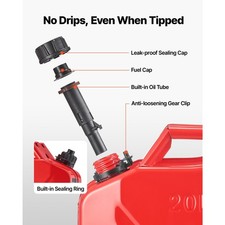 Premium 5.3 Gallon Metal Fuel Can with Spout Durable Comfort Handle