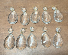 10 Faceted Teardrop Glass Crystals Lamp Chandelier Prisms 2.5  flat back lot a 