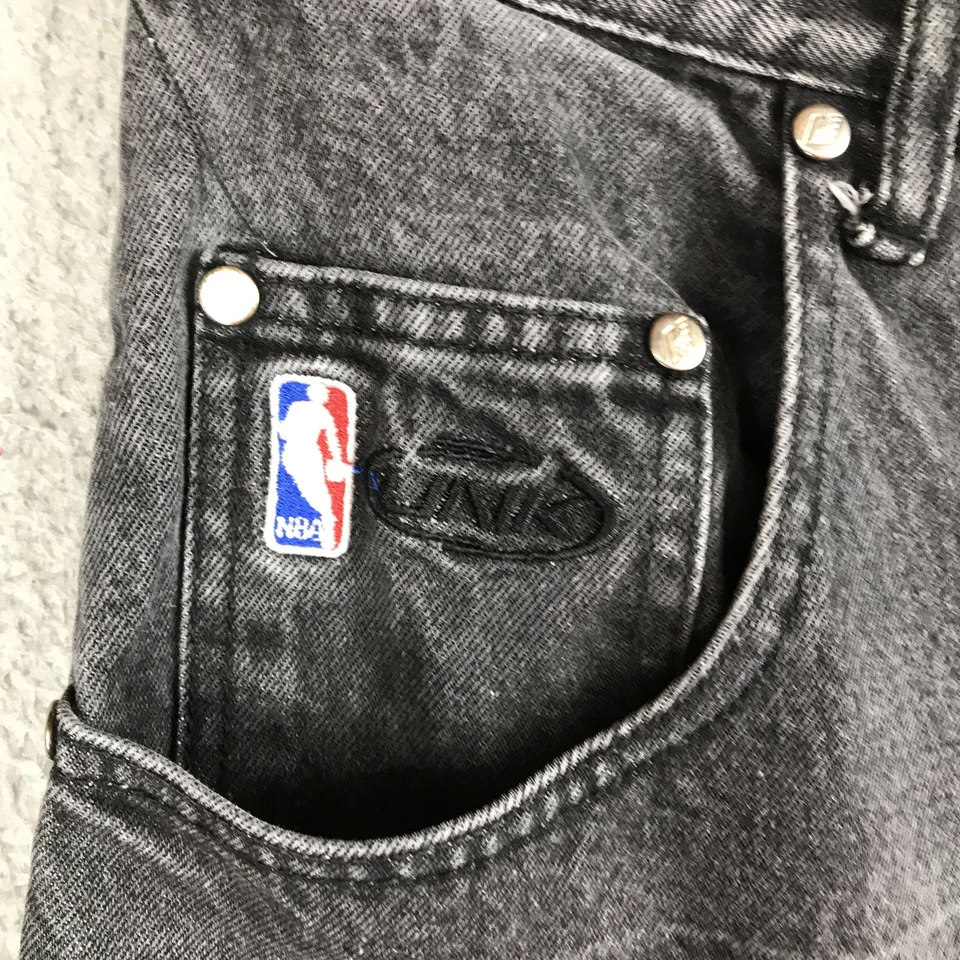 Pantalones de mezclilla Miami Heat Jeans para hombre 32 negros NBA baloncesto eslabón bordado años 90 Foto 2 de 4