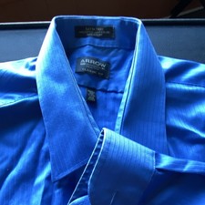Arrow Classic Fit Men's Dress Shirt Blue Pinstripe 17-17.5 XL 34/35 Wrinkle Free