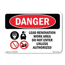 Lead Renovation Work ANSI Danger Sign Metal Plastic Decal