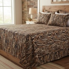King Size Camouflage Bedding Set with Elastic Fitted Sheet and Pillowcases