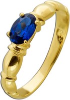 Saphirring Gold 585 14K Blauer Edelstein 0.52Ct Antikschmuck
