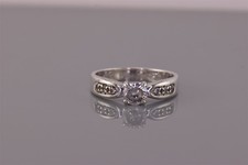 Sterling Silver Cubic Zirconia Solitaire Triple Accented Band Ring 925 Sz: 10
