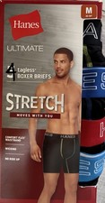 NEW Men's Hanes Medium Ultimate Stretch Boxer Briefs Underwear 4 Pack Black