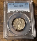 PCGS AU58 1929 S STANDING LIBERTY QUARTER BLAST WHITE