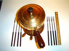 CHAFING DISH BRONZE THAILAND fondue COMPLETE with BURNER 8 forks HOLDS 54 ounces — photo 1