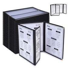WeChef 30 Pcs Menu Covers Trifold for 8.5x11" 3 Page 6 View 4.25x11" Half Page