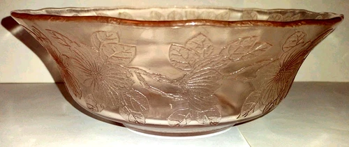 MacBeth Evans Pink Dogwood 8 3/8" Serving Bowl Vintage Original Flowers Glass