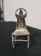 Antique Dutch Miniature Silver Dollhouse Chair Herbert Hooijkaas 1875-1909