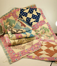 Q31 Lot of 4 Vintage Quilt Pieces, Hand Quilted, For Crafts or Repurposing