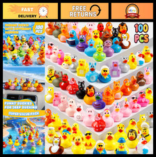 100 Pcs Mini Rubber Ducks Assorted - 2" Bath Toys, Pool Party Favors, Kids Gifts