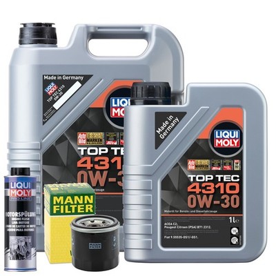 Motoröl 0W30 LIQUI MOLY Top Tec 4310 6L +MANN Ölfilter +Spülung