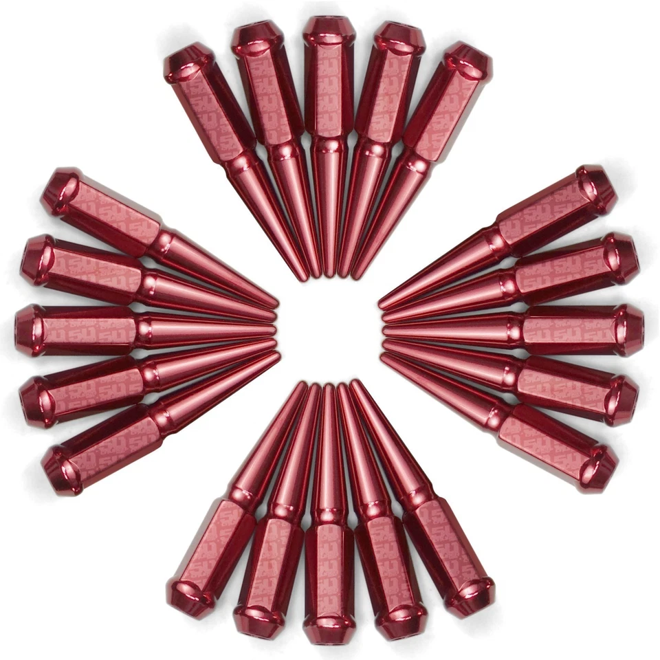 16 Pack of Hardened Red Spike Lug Nuts 1/2"-20 Fit 4 Lugs, Including Trailers - Image 2 of 4
