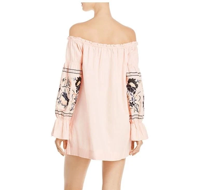 Mini Vestido FREE PEOPLE Rosa/Melocotón Flor Du Jour Bordado Algodón Talla L Foto 2 de 4