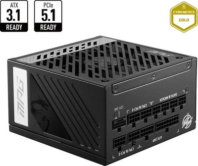 MSI MPG A850G PCIE5 850W 80+ Gold Voll Modular ATX 3.1 PCIe 5.1 12VHPWR 0RPM