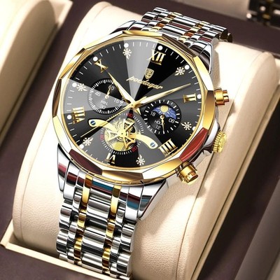42MM POEDAGAR Quartz Luxury Men's Watch Waterproof Analog Stainless Luminous NEW