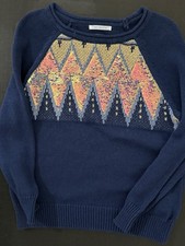 Zara Knitwear Fancy Collection Navy Electric Design Acrylic Sweater Size 9 years