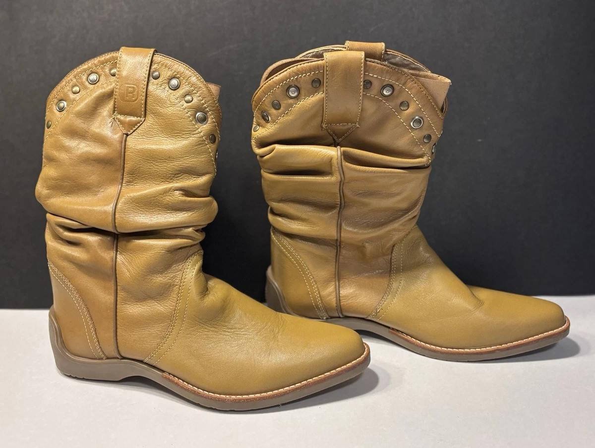 Kenneth Cole REACTION Tan Leather COWGIRL Cowboy BOOTS Soft 