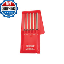 Starrett Extra-Long Drive Pin Punch Set 8" Knurled Grip Protective Vinyl Case 5
