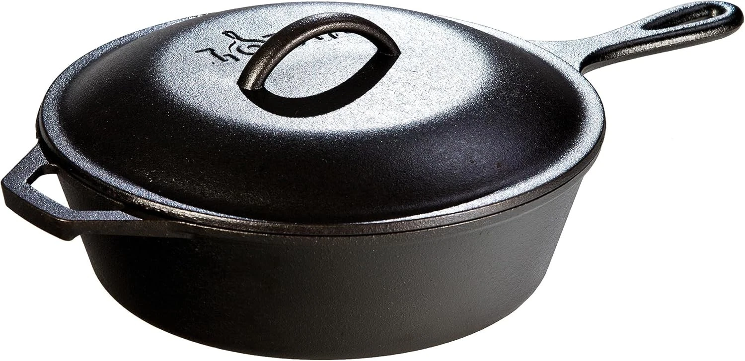 3 Quart Pre-Seasoned Cast Iron Deep Skillet W/ Lid