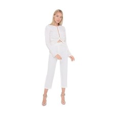 Nwt Bhldn Zeta Erika Top Ivory White Long Sleeve Pearl Blouse Size 10