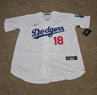 sNWT #18 Yoshinobu Yamamoto Dodgers White Jersey YOUTH Large