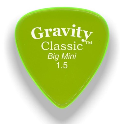 Used Gravity Picks Classic Big Mini Polished Pick, 1.5mm, Florescent Green