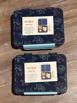 ''Cat and Jack'' Bento Box (Dino, Dinosaurs) 3-Section Food Container (2 Pack) FS!