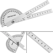 Angle Protractor Finder Ruler Two Arm 10 cm/ 3.94 Inch, Silver 