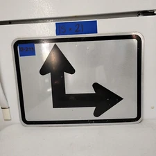 Street Traffic Road Sign 90 Degree Intersection Arrows 21"X 15"  12-273