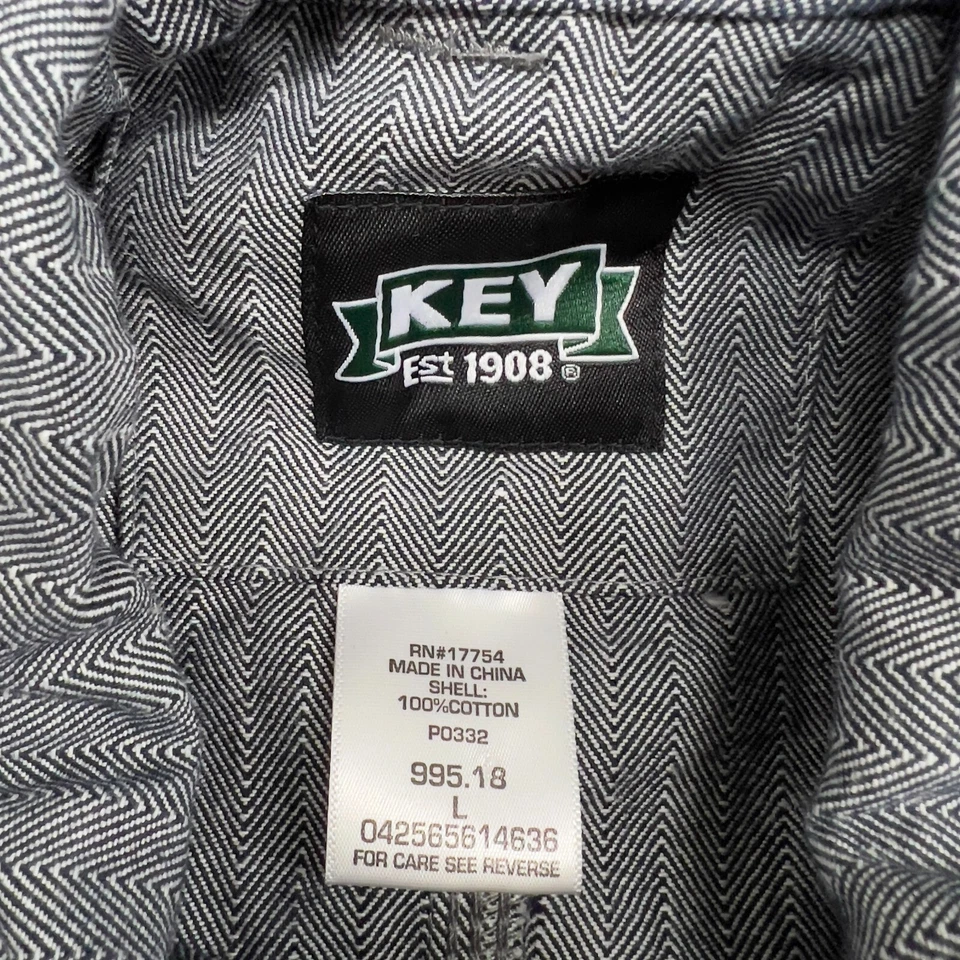 Key Imperial Overall Mens L Gray Railroad Striped Mechanic Carpenter Workwear - Image 3 of 4