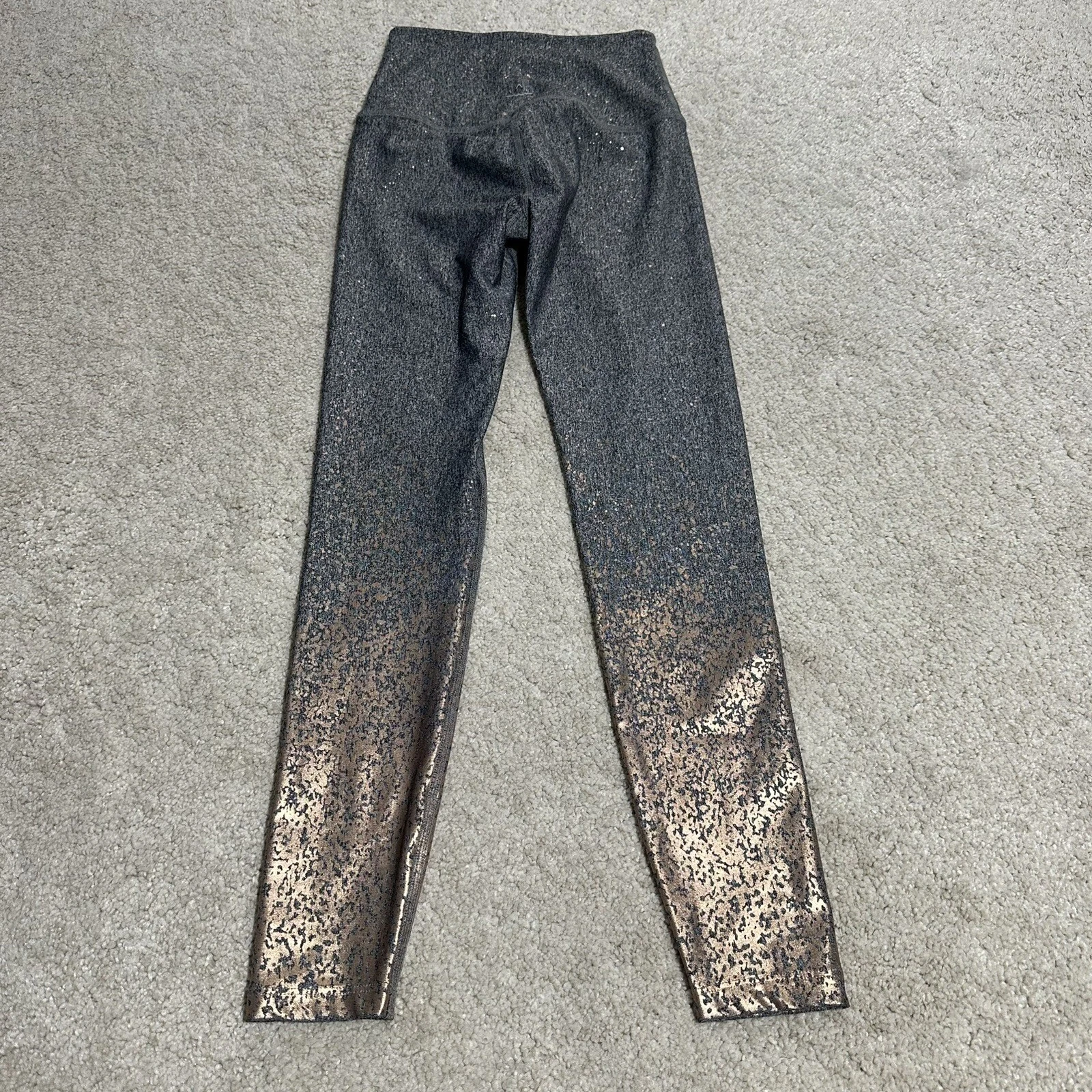 beyond-yoga shiny gold ombré high waisted stretch skinny leggings