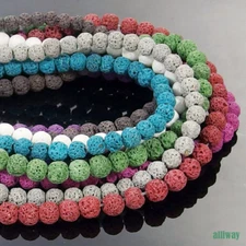 Multi Color Volcanic Lava Gemstone Round Beads 15.5'' 4mm 6mm 8mm 10mm 12mm DIY