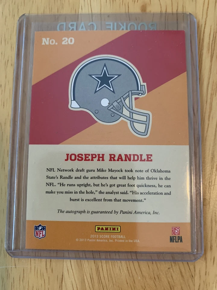 2013 Score Hot Rookies Signatures /25 Joseph Randle #20 Rookie Auto RC COWBOYS - Image 2 of 2