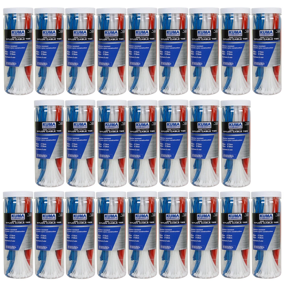 25 Sets KUMA 300 Piece 4" 8" Self Lock Nylon Wrap Loop Cable Cord Wire Zip Ties - Image 2 of 3