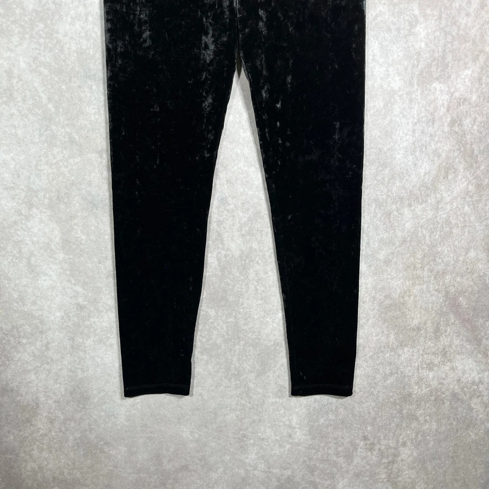 Cha Cha Vente Crushed Velvet Pants Womens Size PXL Black Pull On Mid Rise Party - Image 3 of 4