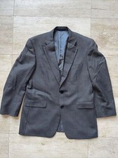 Burberry London Wool Suit Jacket Gray Blue Sz 42R VTG Jacket Kensington