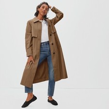 Everlane The Long Mac Coat In Toasted Coconut Brown Cotton Maxi Trench Xxs