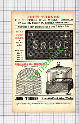 John Turner The Sheffield Wire Works kleine Werbung - 1905 Schneiden